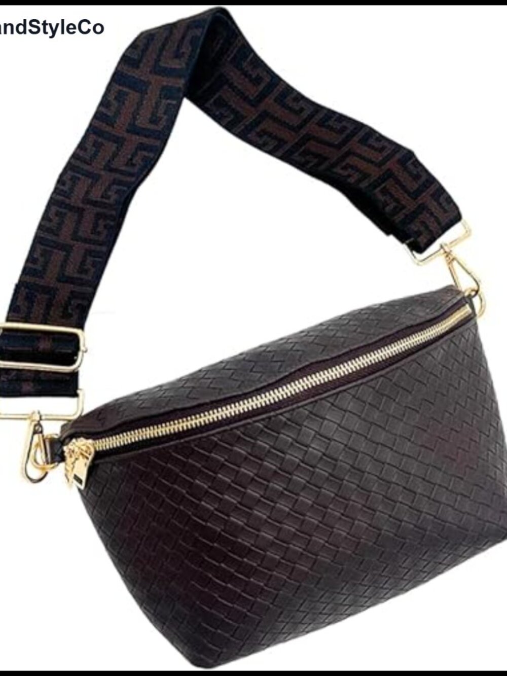 Woven Vegan Leather Crossbody Sling Bag Travel Handbag